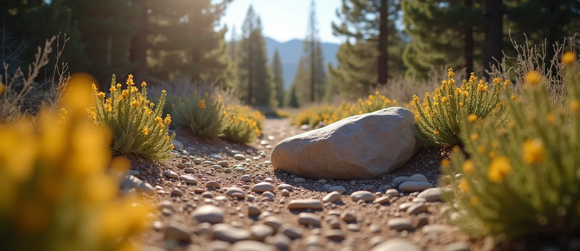 Symbolizing Stability/Peak: A local Indian Paintbrush unshakable boulder. - AI Generated