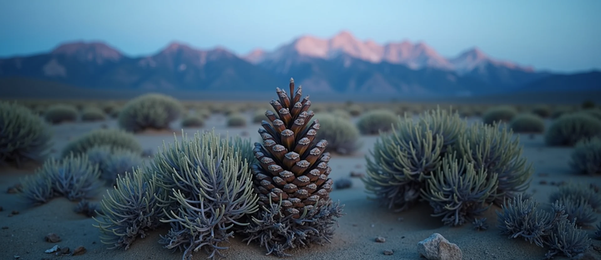 Symbolizing Seed/New Beginning: A local Bitterbrush opening pine cone. - AI Generated