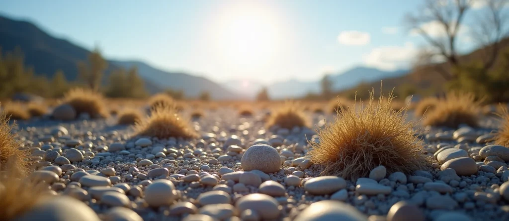 Symbolizing Flow/Cleansing: A local Rabbitbrush smooth Truckee river stones. - AI Generated