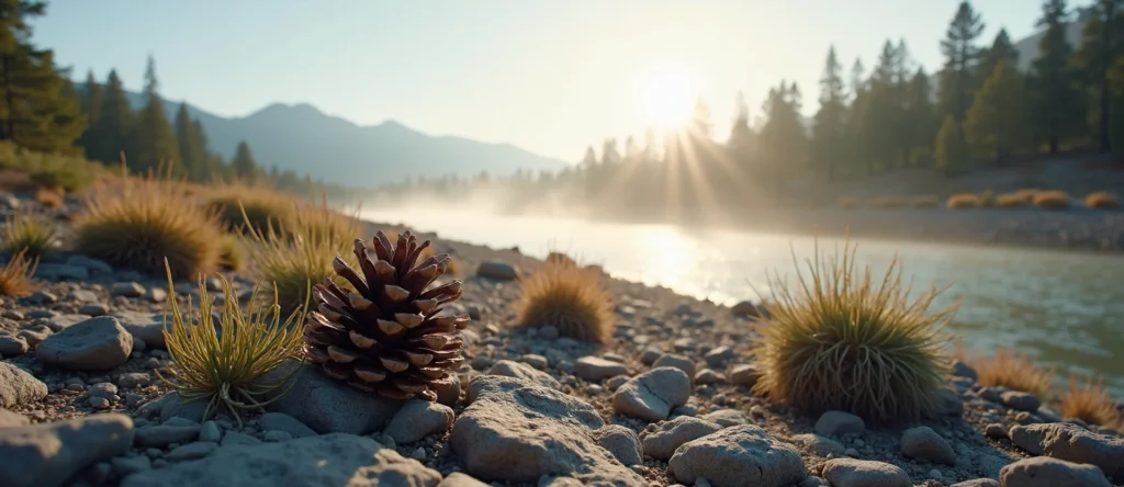 Symbolizing Seed/New Beginning: A local Rabbitbrush opening pine cone. - AI Generated