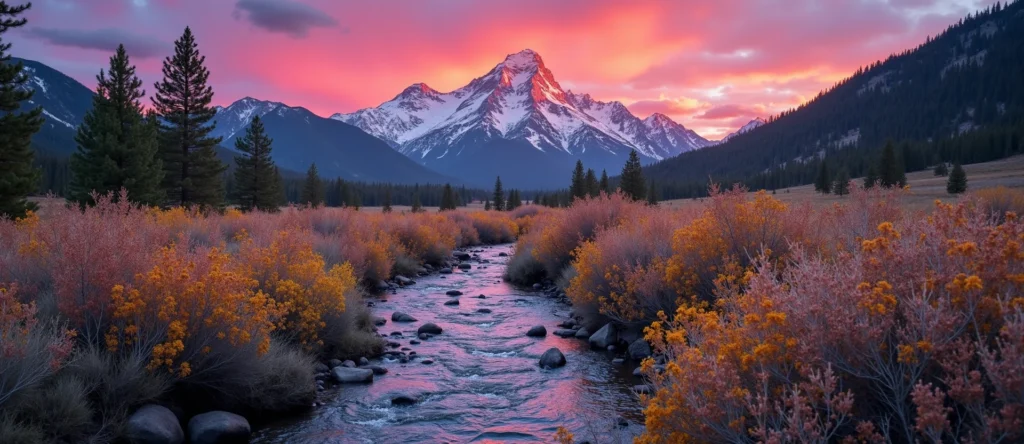 Symbolizing Flow/Cleansing: A local Indian Paintbrush clear cold snowmelt stream. - AI Generated