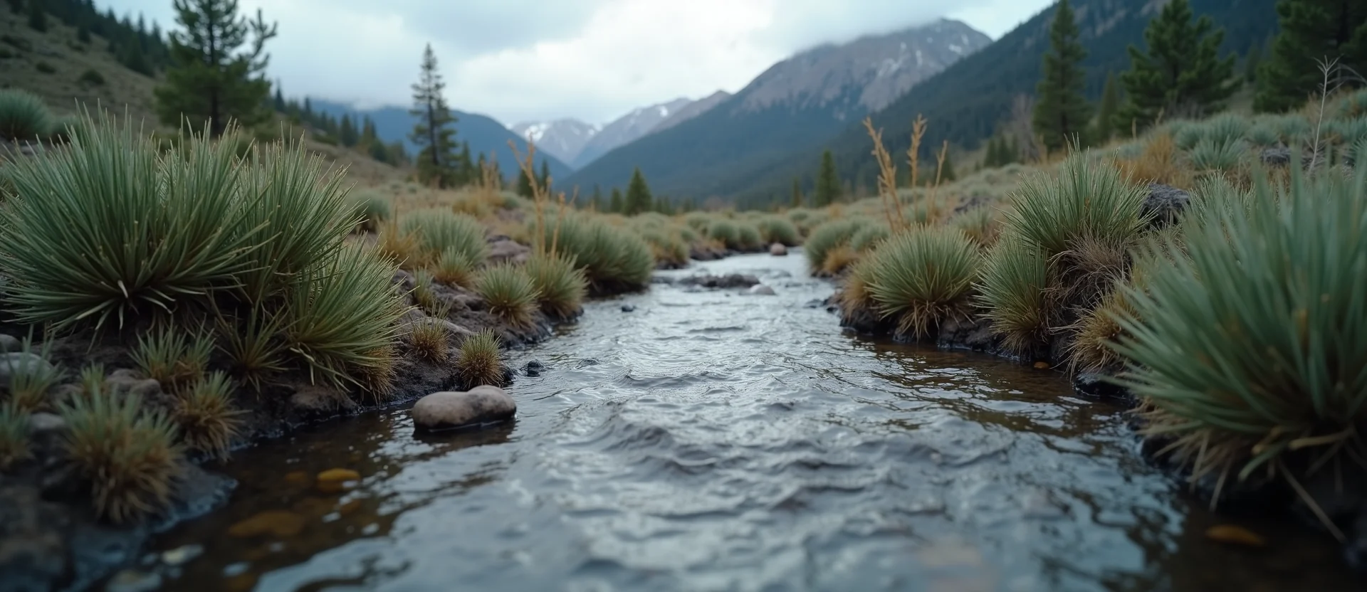 Symbolizing Flow/Cleansing: A local Sagebrush (Artemisia tridentata) clear cold snowmelt stream. - AI Generated