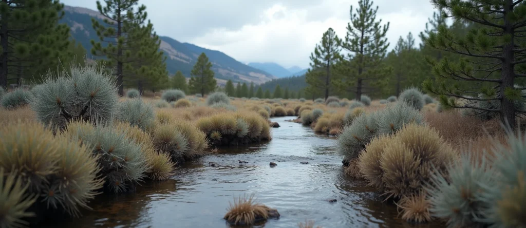 Symbolizing Flow/Cleansing: A local Mountain Mahogany clear cold snowmelt stream. - AI Generated