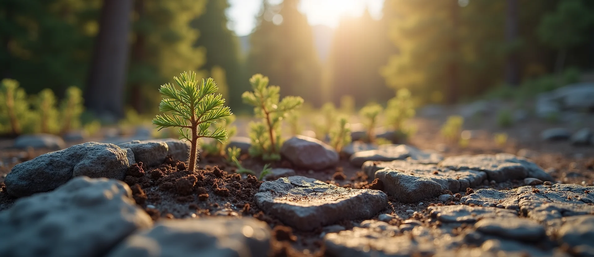 Symbolizing Seed/New Beginning: A local Mountain Mahogany shoot emerging from cracked soil. - AI Generated