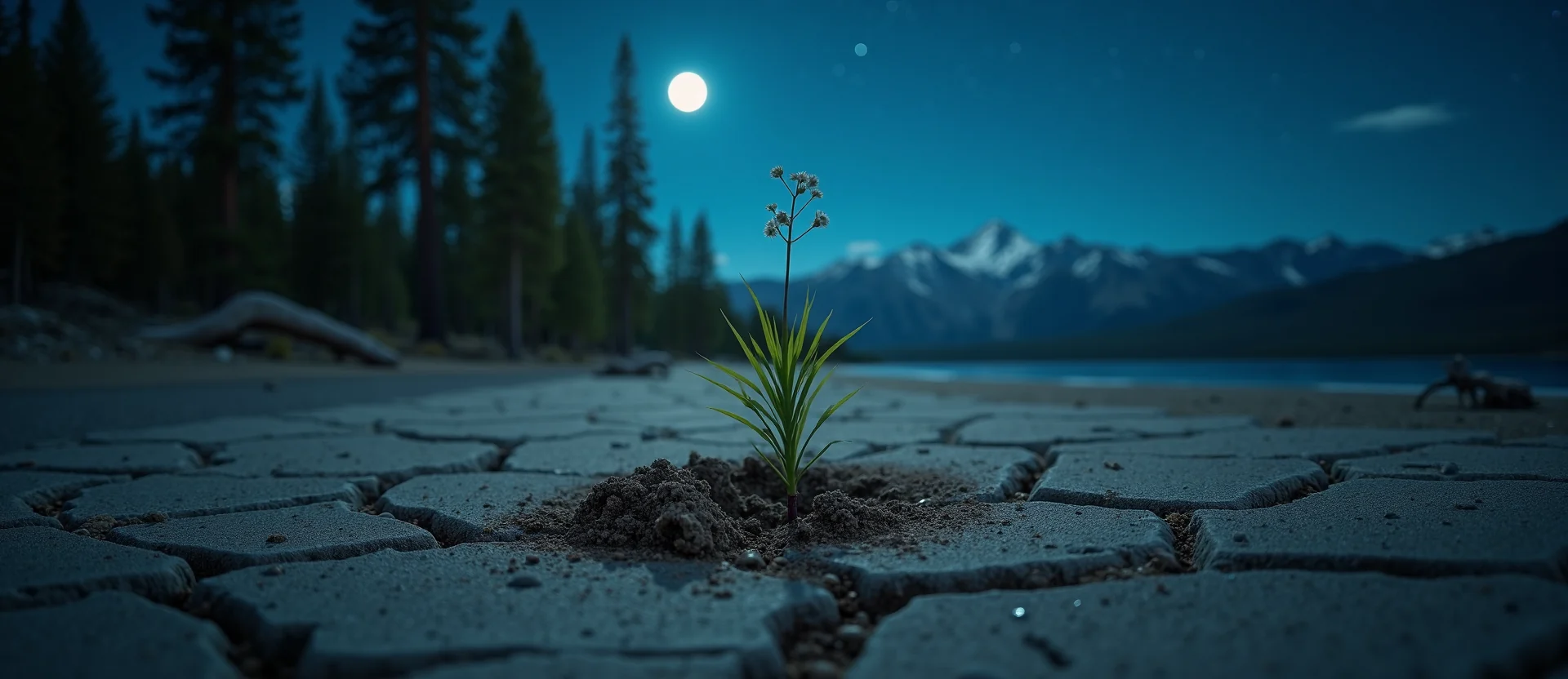 Symbolizing Seed/New Beginning: A local Quaking Aspen shoot emerging from cracked soil. - AI Generated