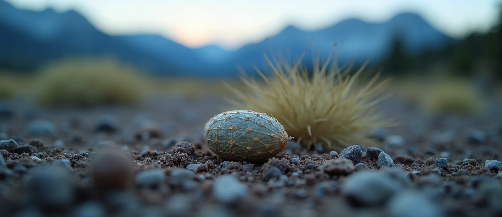 Symbolizing Seed/New Beginning: A local Indian Paintbrush single pine seed on dry earth. - AI Generated