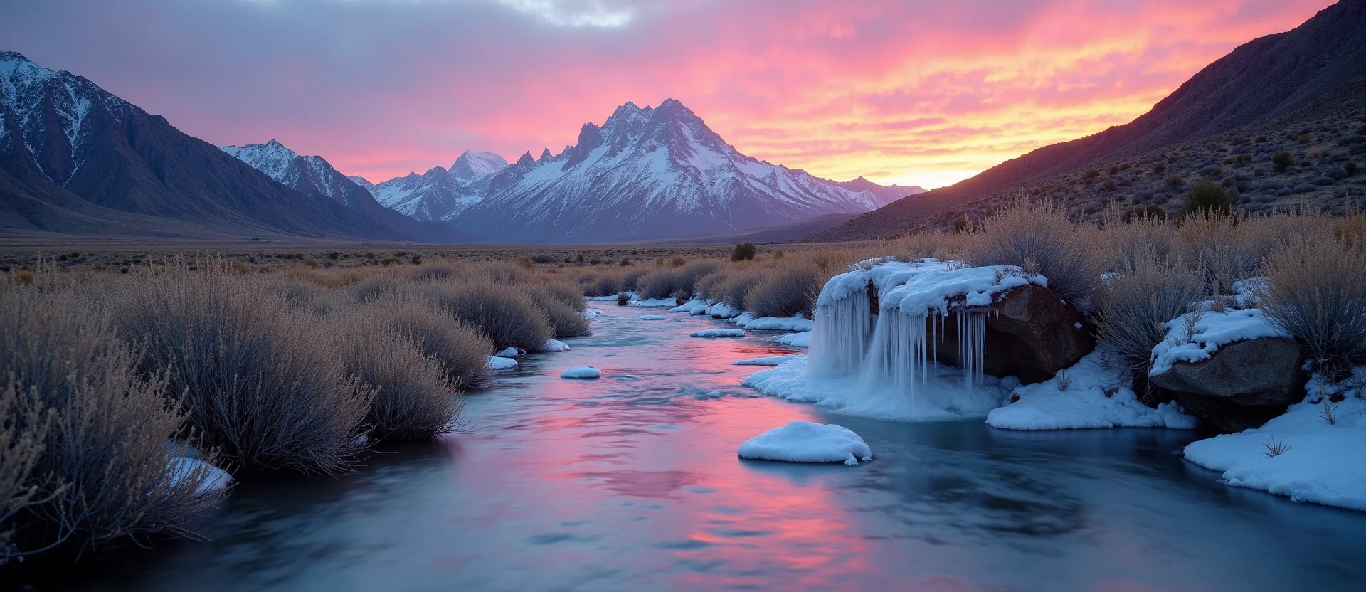 Symbolizing Flow/Cleansing: A local Sagebrush (Artemisia tridentata) clear cold snowmelt stream. - AI Generated