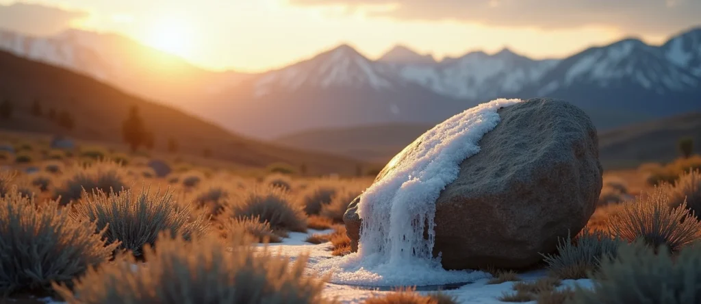 Symbolizing Stability/Peak: A local Bitterbrush unshakable boulder. - AI Generated