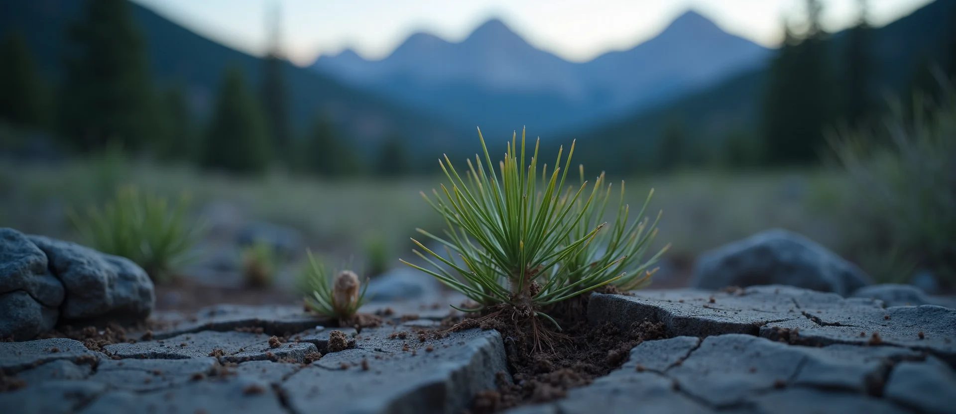 Symbolizing Seed/New Beginning: A local Quaking Aspen shoot emerging from cracked soil. - AI Generated