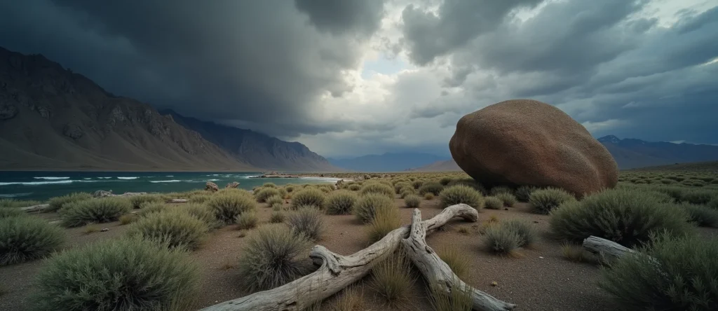 Symbolizing Stability/Peak: A local Sagebrush (Artemisia tridentata) unshakable boulder. - AI Generated