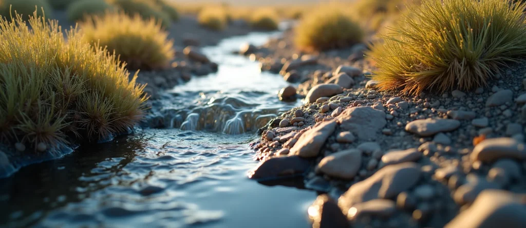 Symbolizing Flow/Cleansing: A local Sagebrush (Artemisia tridentata) clear cold snowmelt stream. - AI Generated