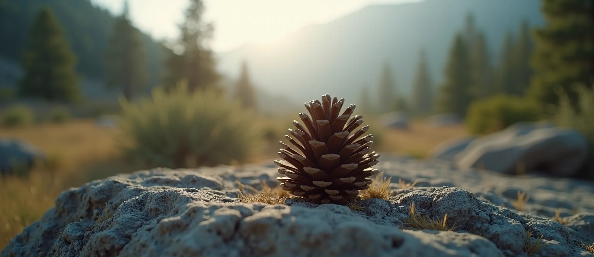 Symbolizing Seed/New Beginning: A local Bitterbrush opening pine cone. - AI Generated