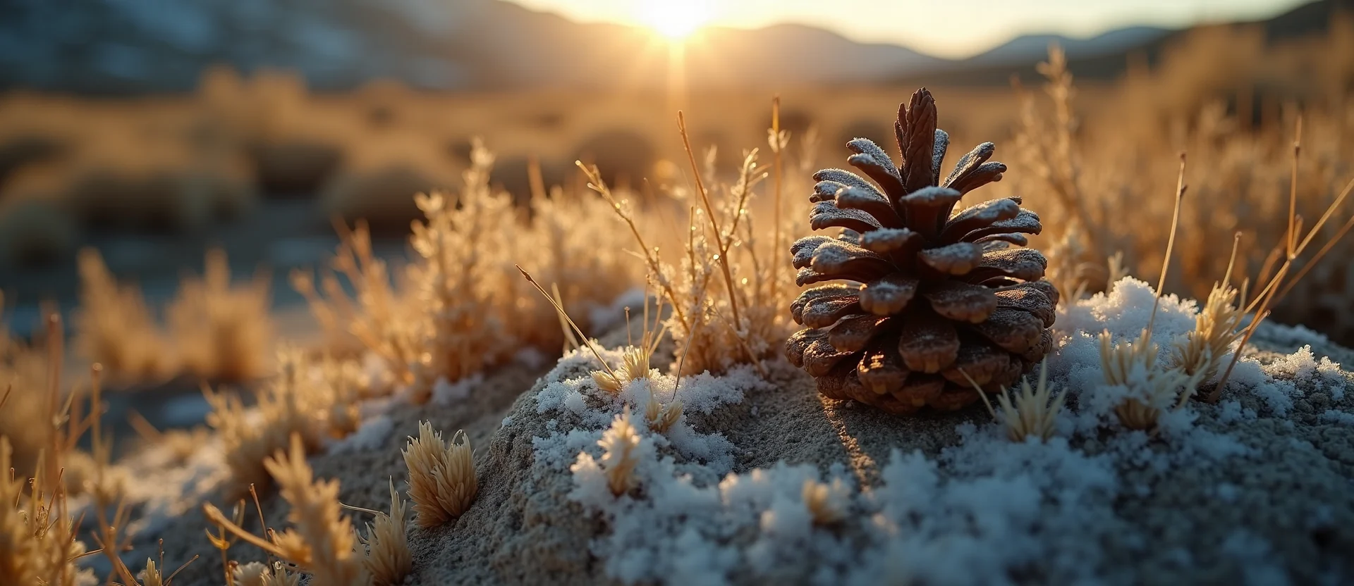 Symbolizing Seed/New Beginning: A local Rabbitbrush opening pine cone. - AI Generated
