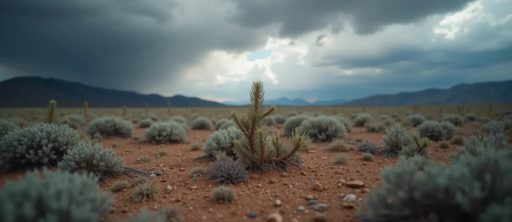 Symbolizing Seed/New Beginning: A local Sierra Juniper single pine seed on dry earth. - AI Generated