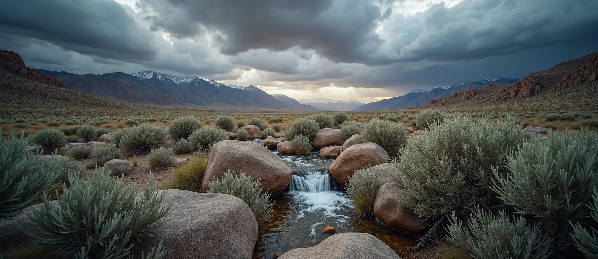 Symbolizing Flow/Cleansing: A local Desert Peach hidden small waterfall. - AI Generated