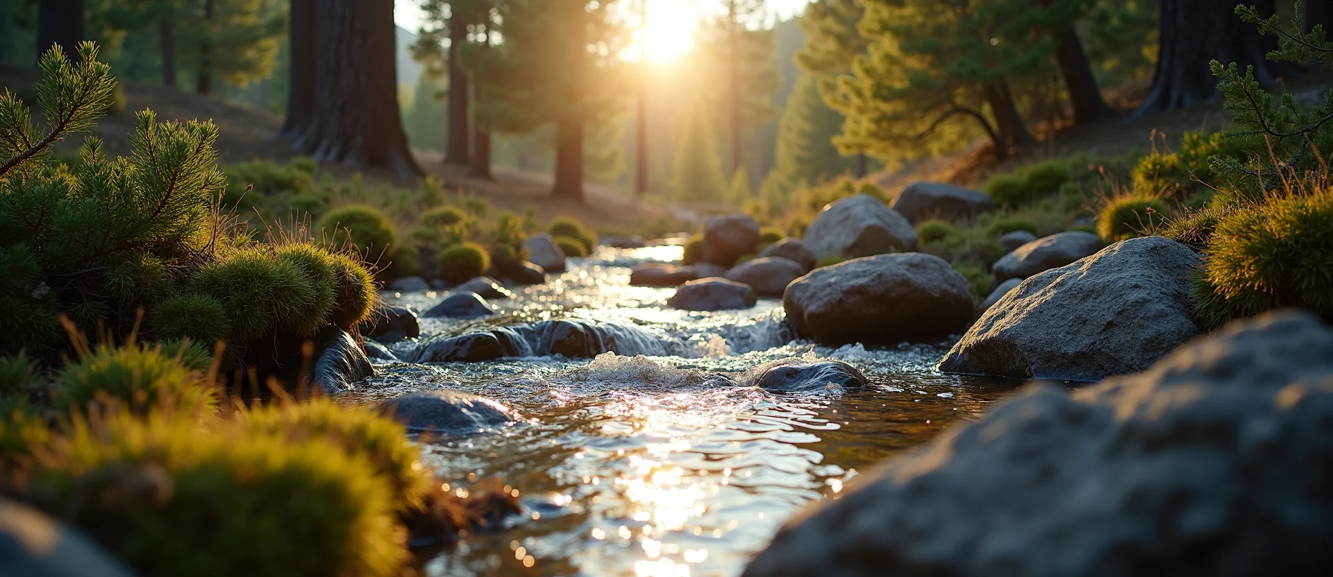 Symbolizing Flow/Cleansing: A local Desert Peach babbling mountain creek. - AI Generated