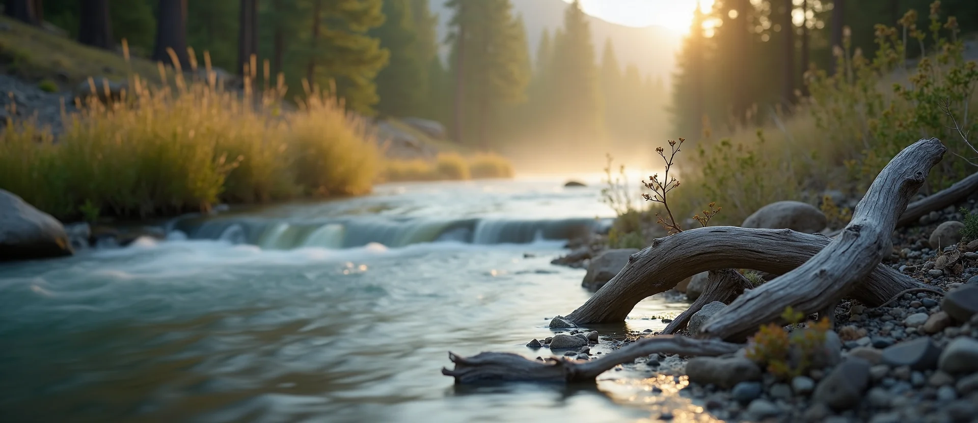 Symbolizing Flow/Cleansing: A local Rabbitbrush hidden small waterfall. - AI Generated
