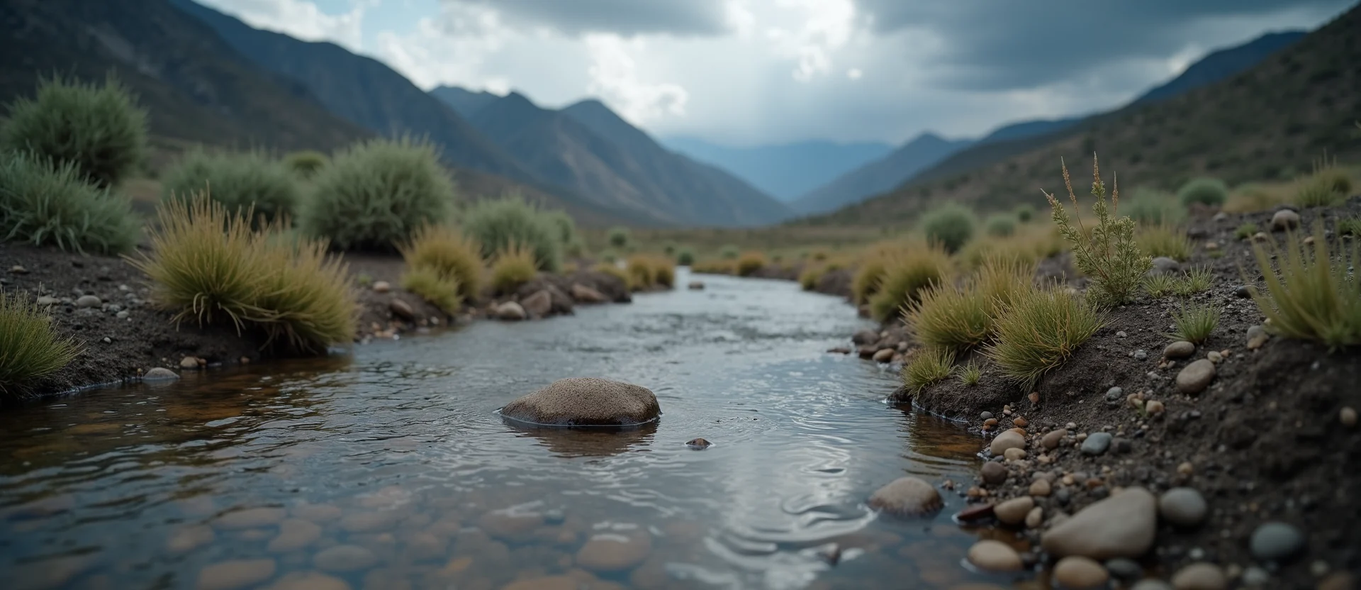 Symbolizing Flow/Cleansing: A local Sagebrush (Artemisia tridentata) clear cold snowmelt stream. - AI Generated