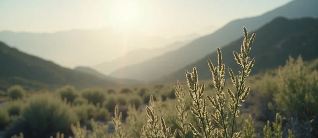Symbolizing Stability/Peak: A local Rabbitbrush solid mountain ridge. - AI Generated
