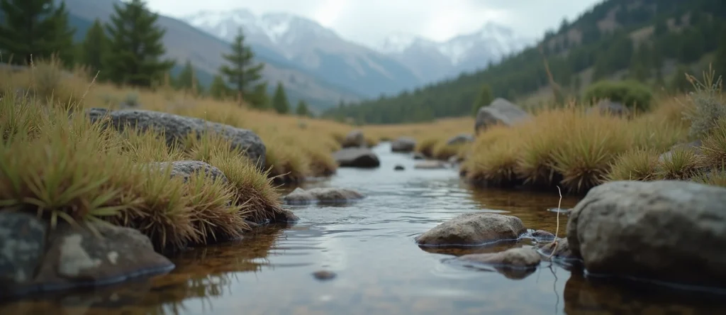Symbolizing Flow/Cleansing: A local Rabbitbrush babbling mountain creek. - AI Generated