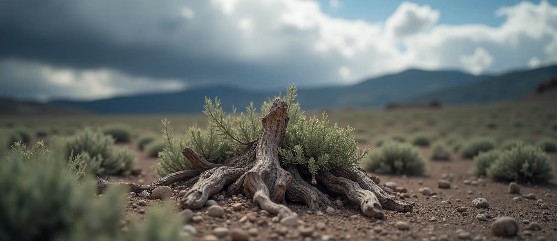 Symbolizing Growth/Resilience: A local Sagebrush (Artemisia tridentata) gnarled juniper roots. - AI Generated