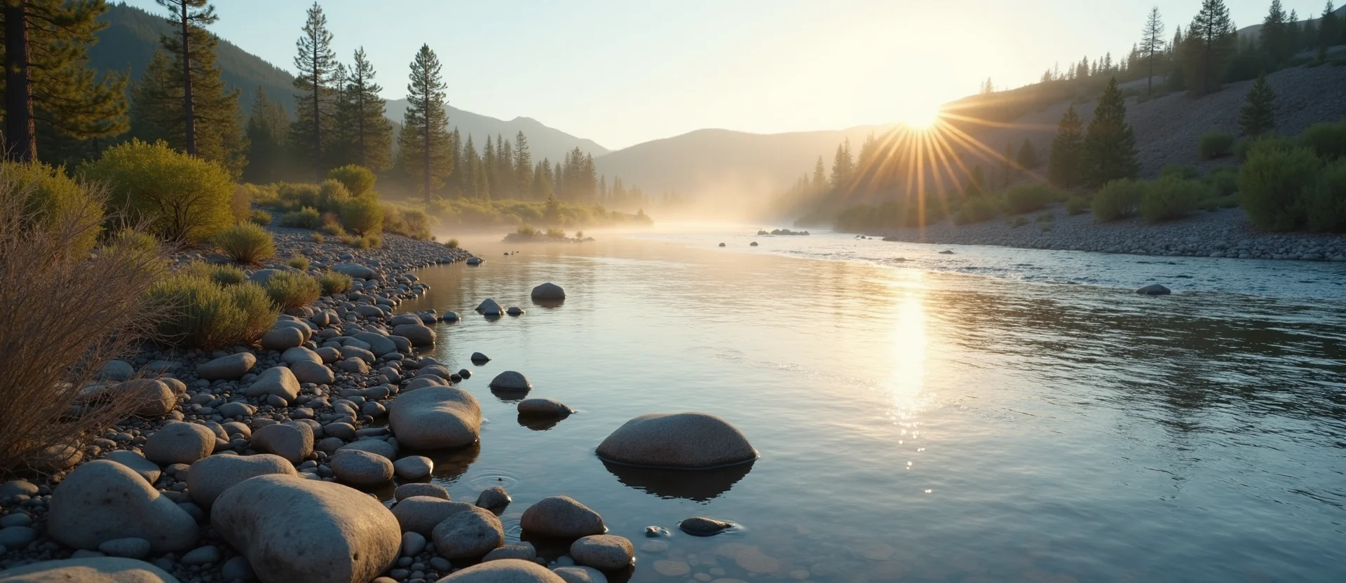 Symbolizing Flow/Cleansing: A local Manzanita smooth Truckee river stones. - AI Generated