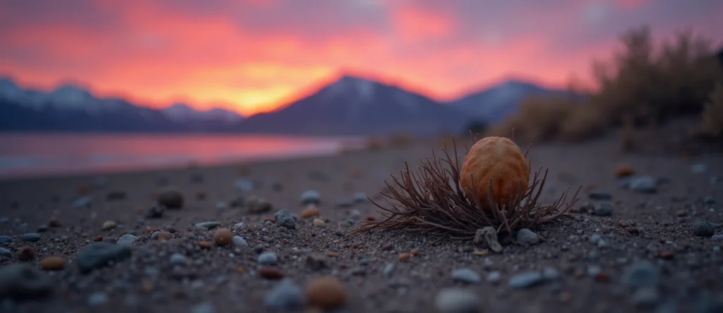 Symbolizing Seed/New Beginning: A local Bitterbrush single pine seed on dry earth. - AI Generated