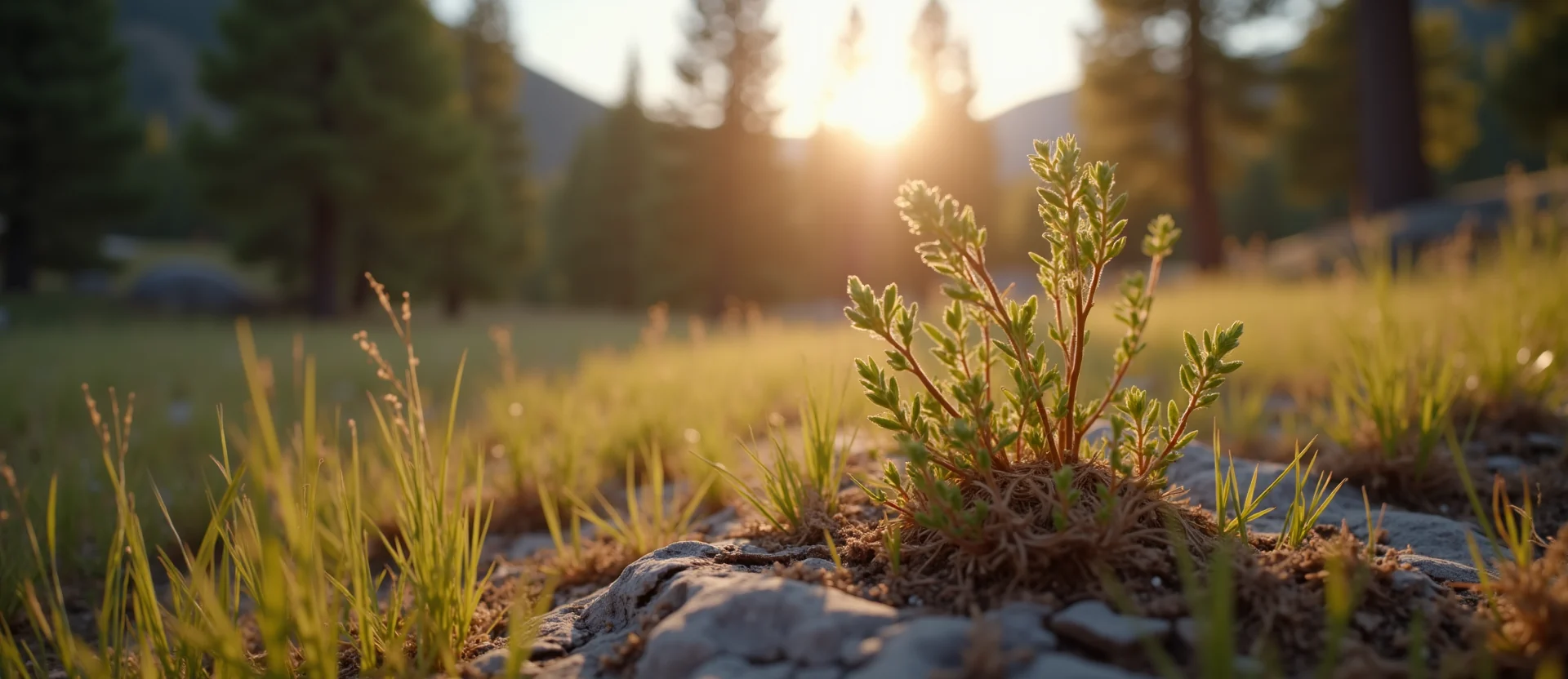 Symbolizing Seed/New Beginning: A local Indian Paintbrush sprouting sagebrush seedling. - AI Generated