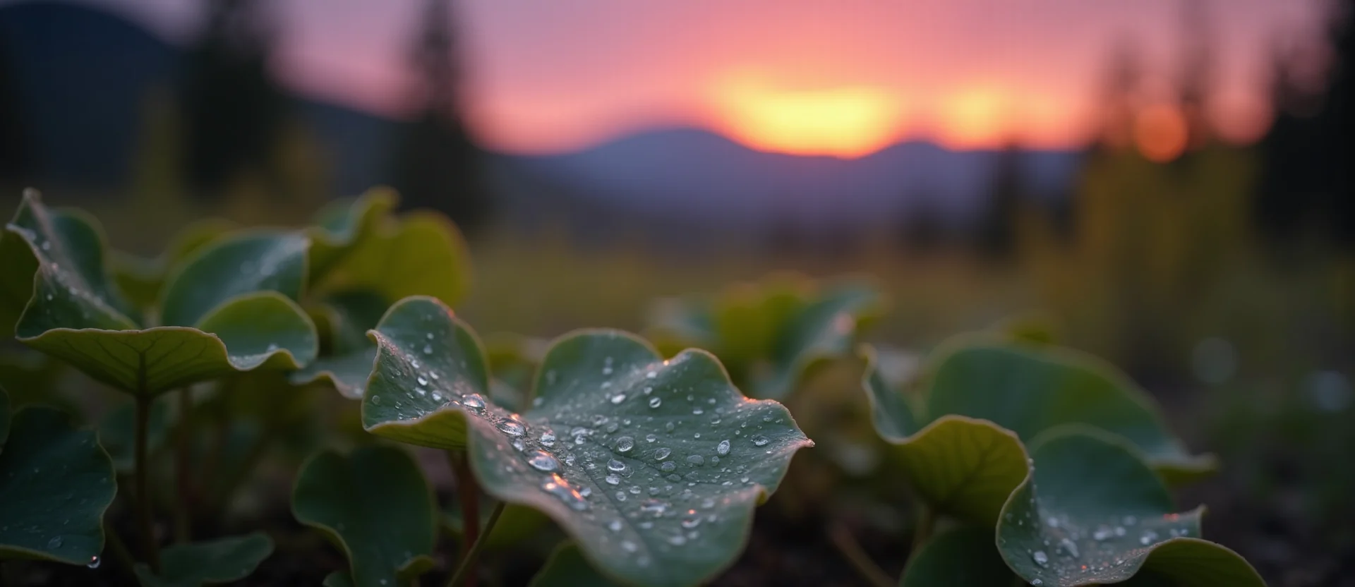 Symbolizing Flow/Cleansing: A local Quaking Aspen raindrops on desert leaves. - AI Generated
