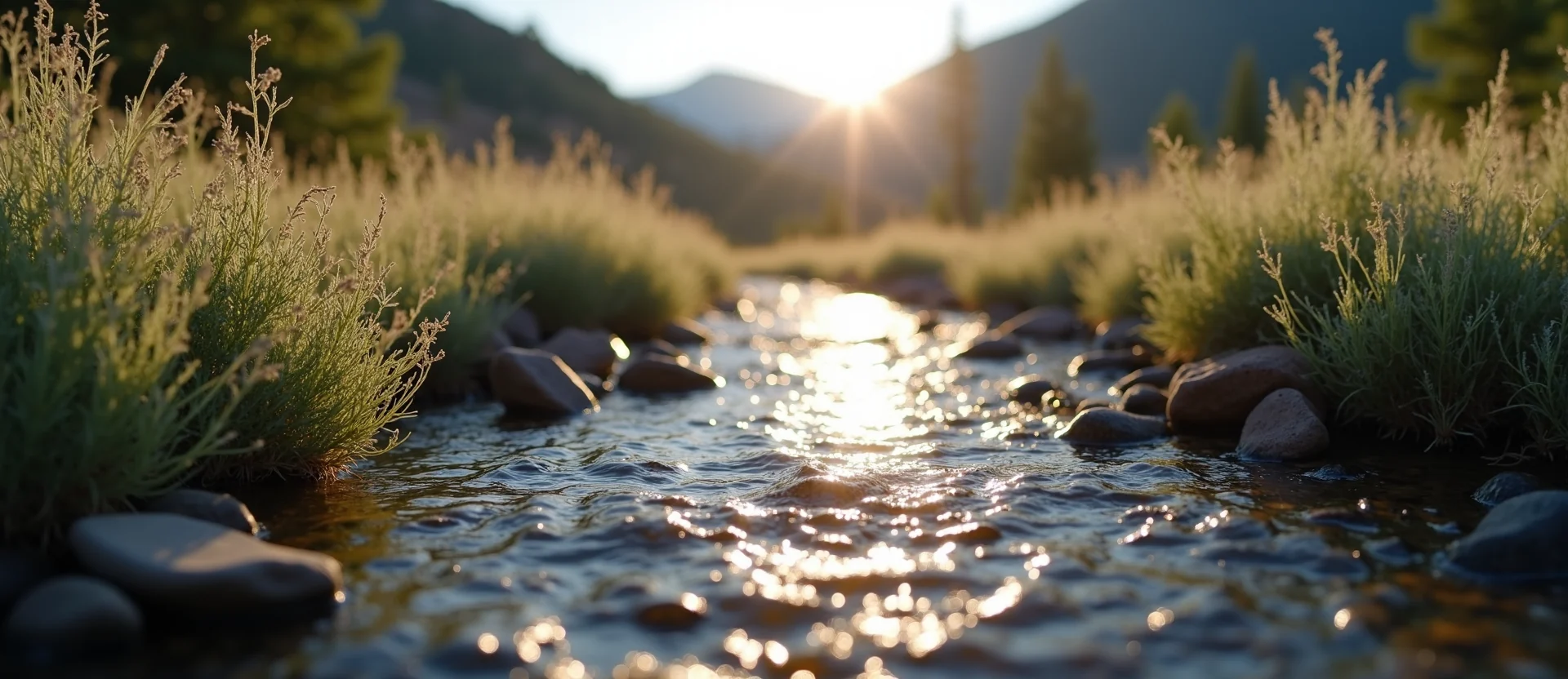 Symbolizing Flow/Cleansing: A local Sagebrush (Artemisia tridentata) babbling mountain creek. - AI Generated