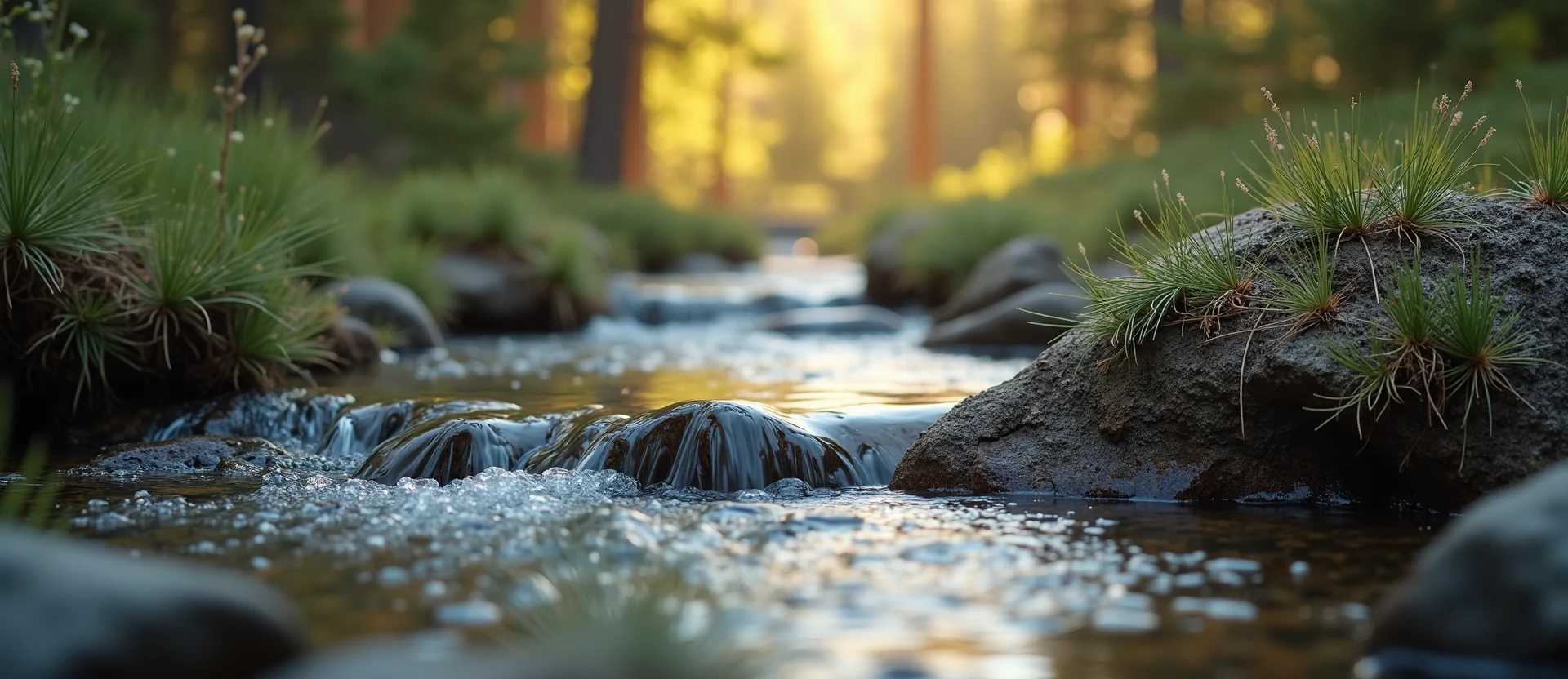 Symbolizing Flow/Cleansing: A local Quaking Aspen clear cold snowmelt stream. - AI Generated