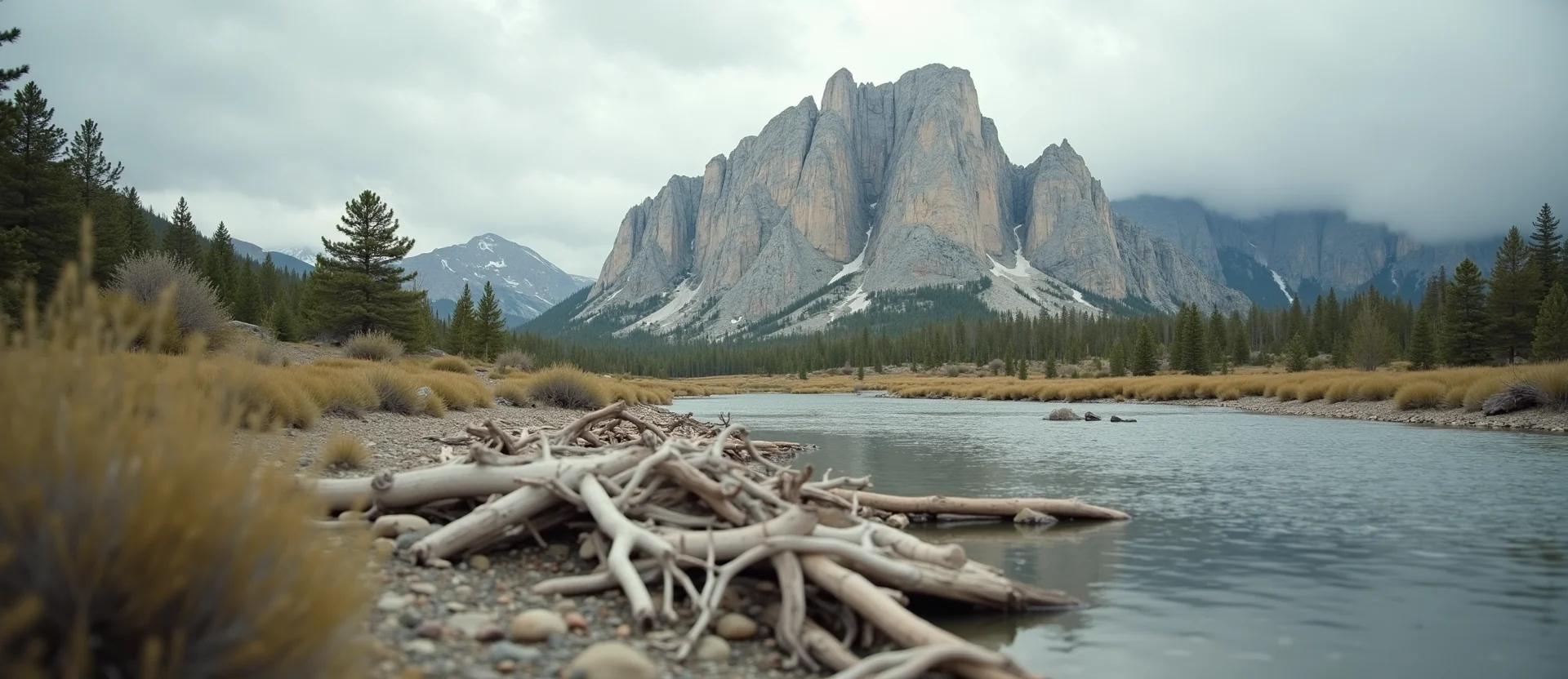 Symbolizing Stability/Peak: A local Quaking Aspen jagged granite peak. - AI Generated