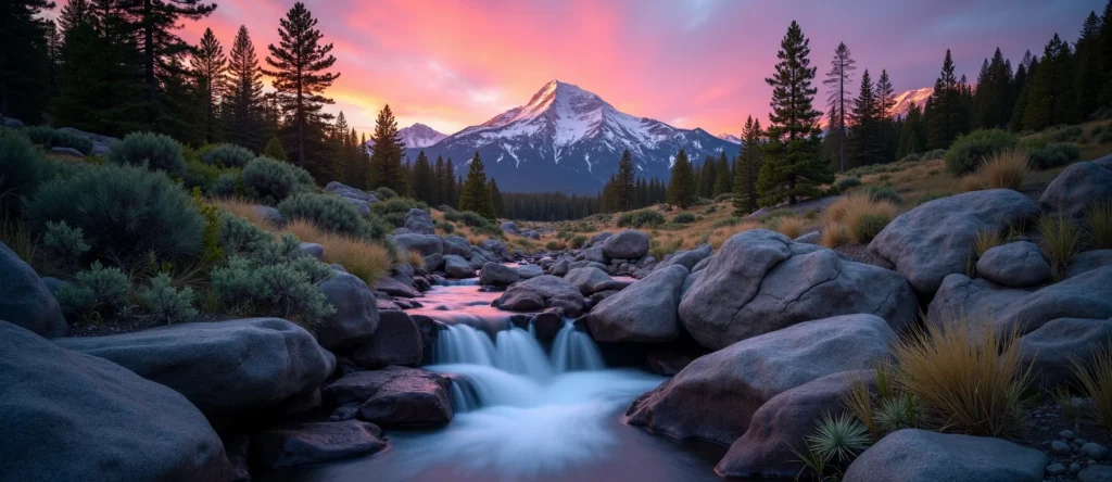Symbolizing Flow/Cleansing: A local Ponderosa Pine hidden small waterfall. - AI Generated