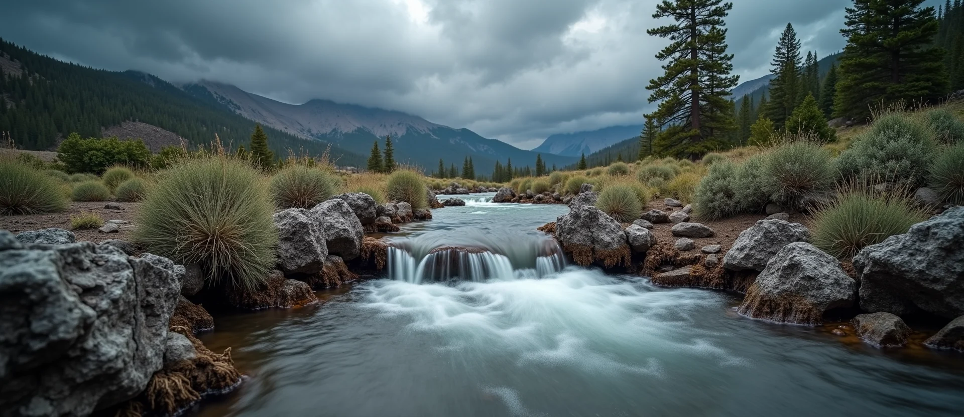Symbolizing Flow/Cleansing: A local Sierra Juniper hidden small waterfall. - AI Generated