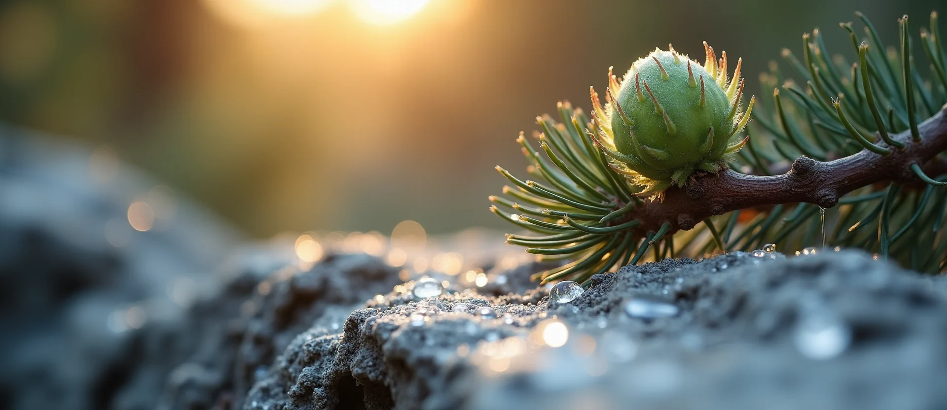 Symbolizing Seed/New Beginning: A local Rabbitbrush new green bud on a branch. - AI Generated