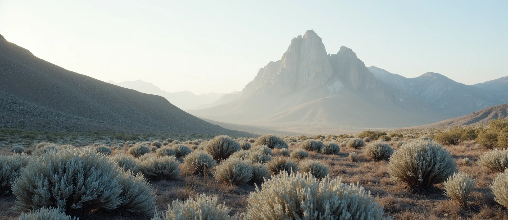 Symbolizing Stability/Peak: A local Sagebrush (Artemisia tridentata) jagged granite peak. - AI Generated