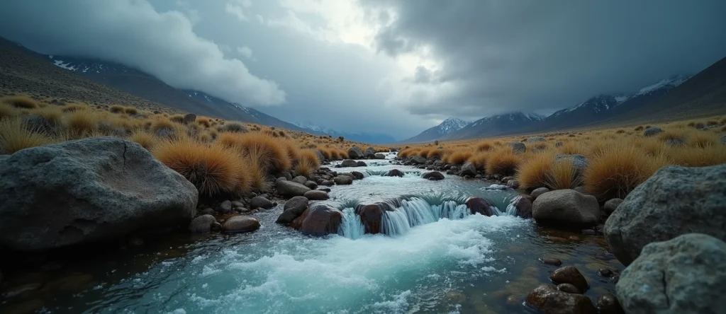 Symbolizing Flow/Cleansing: A local Bitterbrush clear cold snowmelt stream. - AI Generated