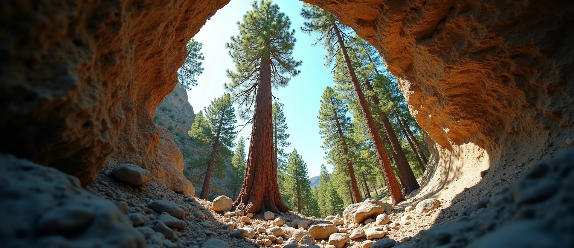 Symbolizing Growth/Resilience: A local Ponderosa Pine tree growing out of a rock cleft. - AI Generated