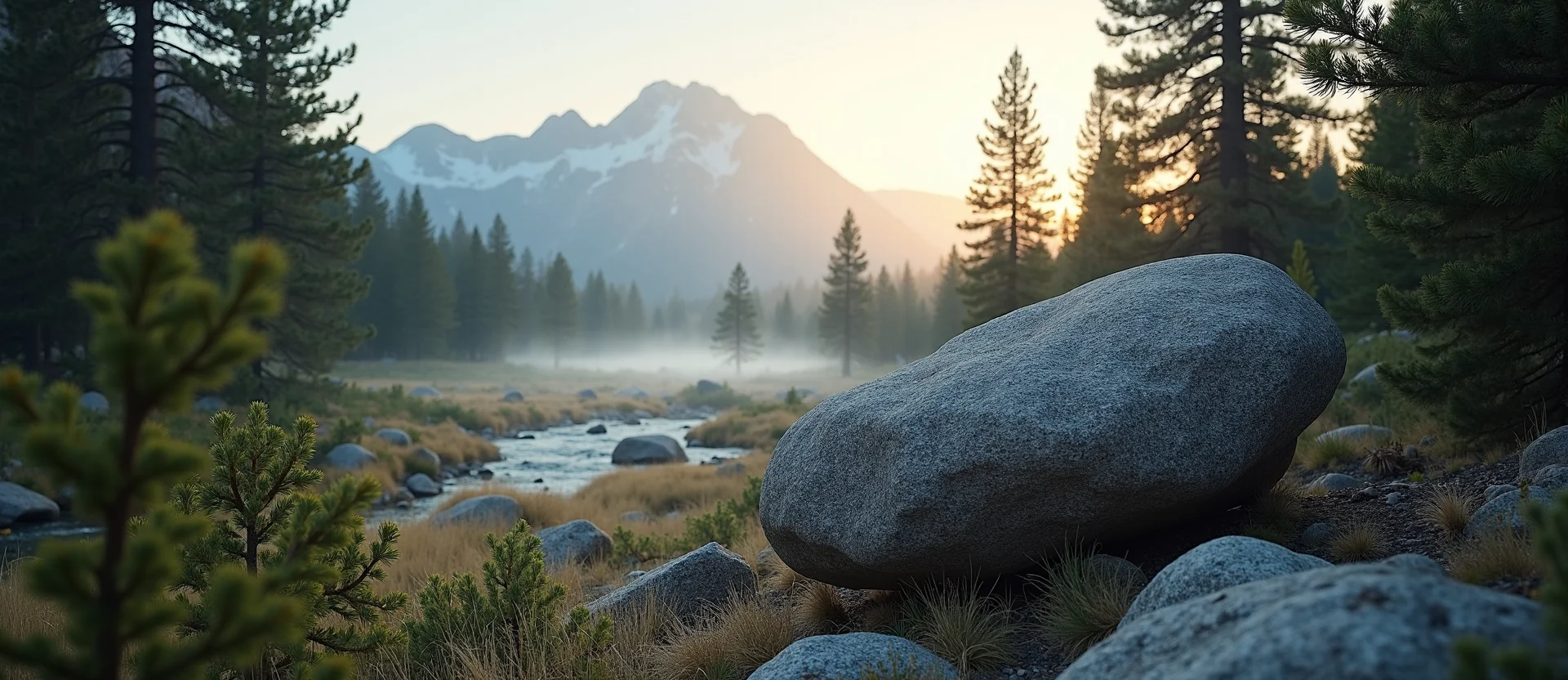 Symbolizing Stability/Peak: A local Ponderosa Pine unshakable boulder. - AI Generated