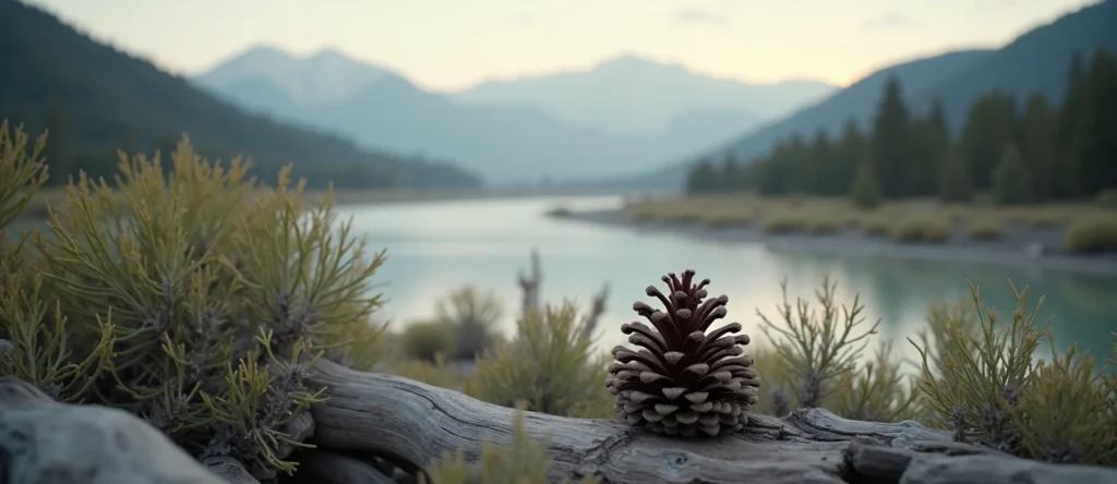 Symbolizing Seed/New Beginning: A local Sagebrush (Artemisia tridentata) opening pine cone. - AI Generated