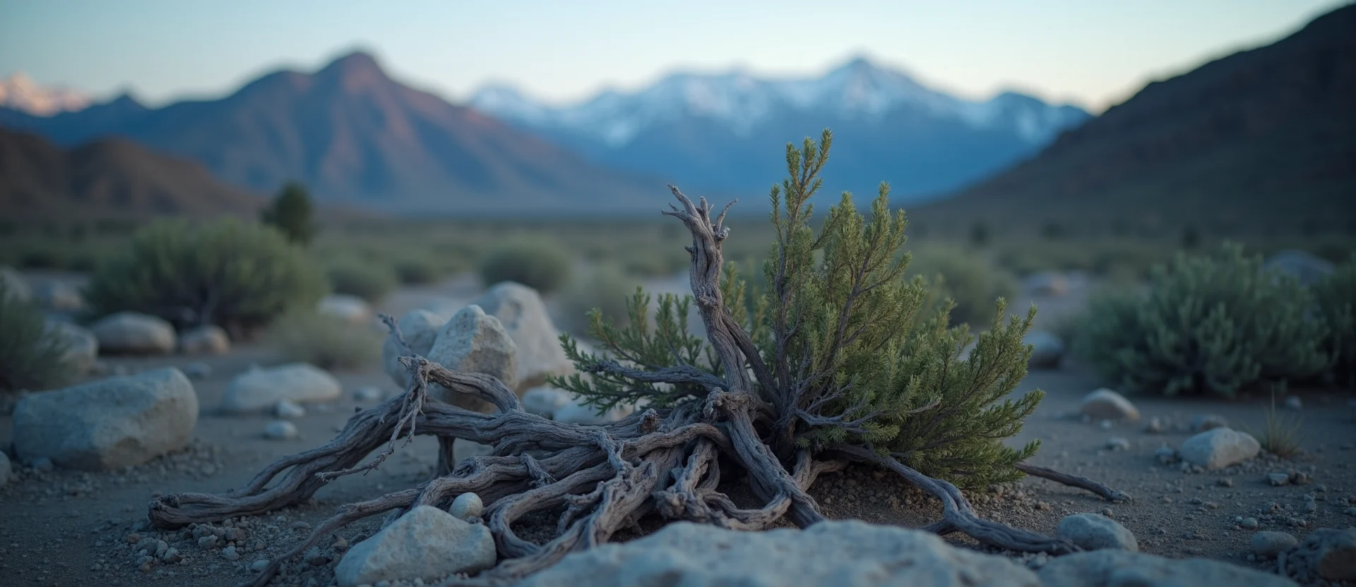Symbolizing Growth/Resilience: A local Desert Peach gnarled juniper roots. - AI Generated