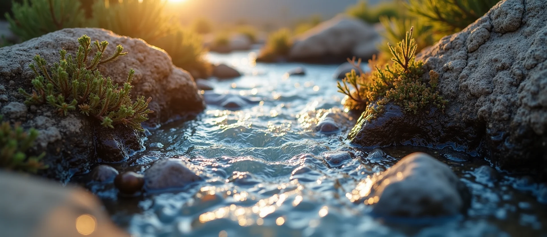 Symbolizing Flow/Cleansing: A local Sierra Juniper clear cold snowmelt stream. - AI Generated