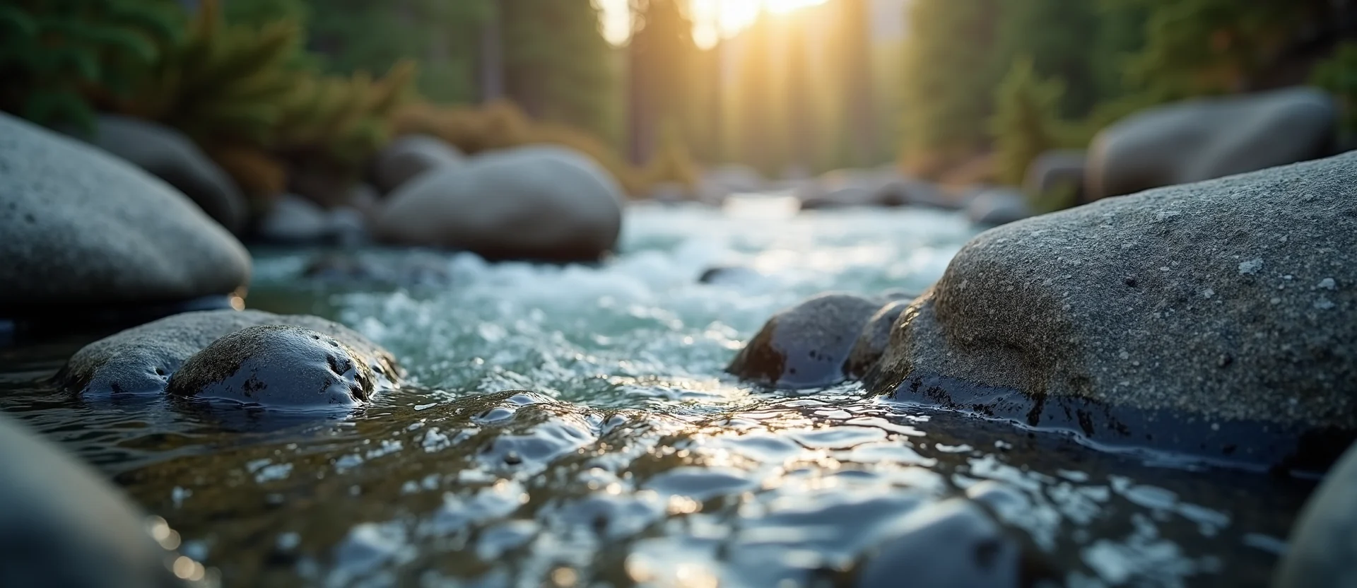 Symbolizing Flow/Cleansing: A local Ponderosa Pine clear cold snowmelt stream. - AI Generated