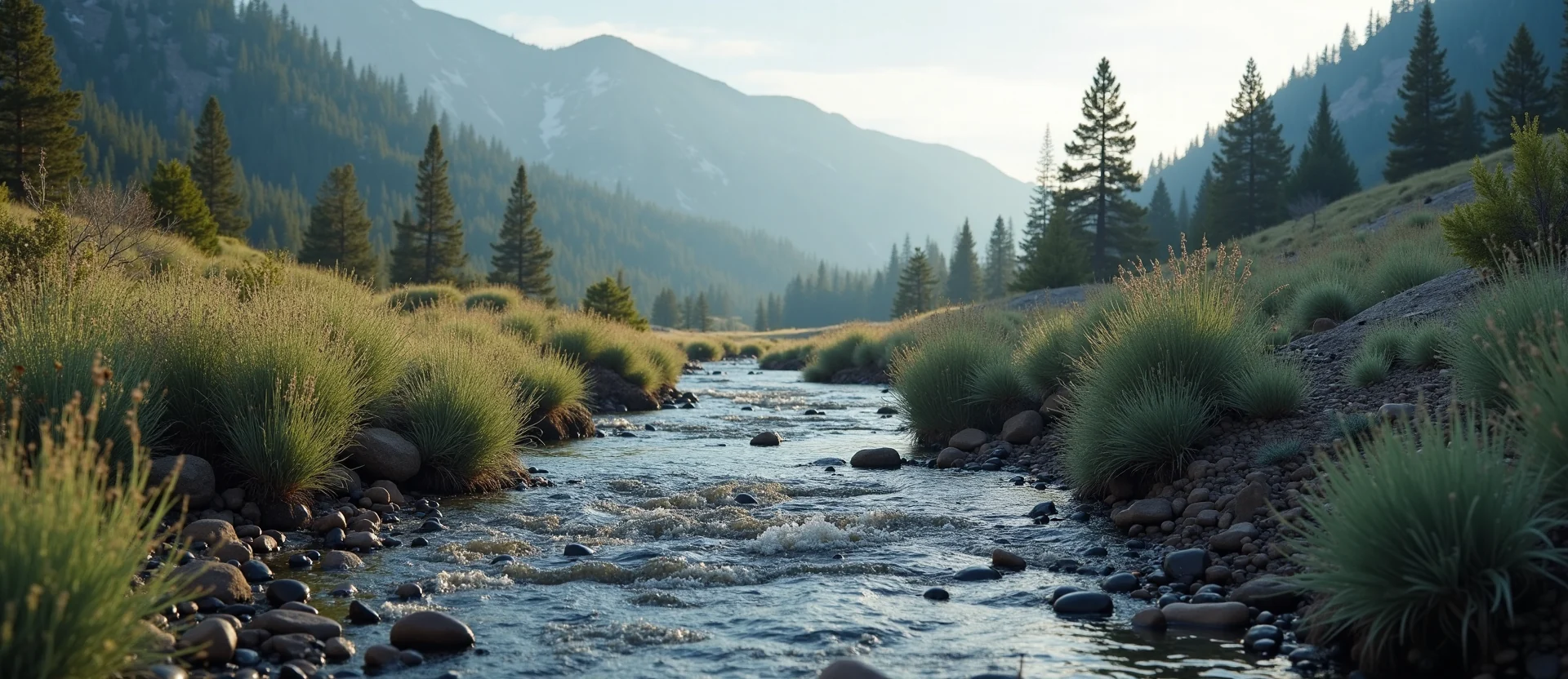 Symbolizing Flow/Cleansing: A local Rabbitbrush hidden small waterfall. - AI Generated