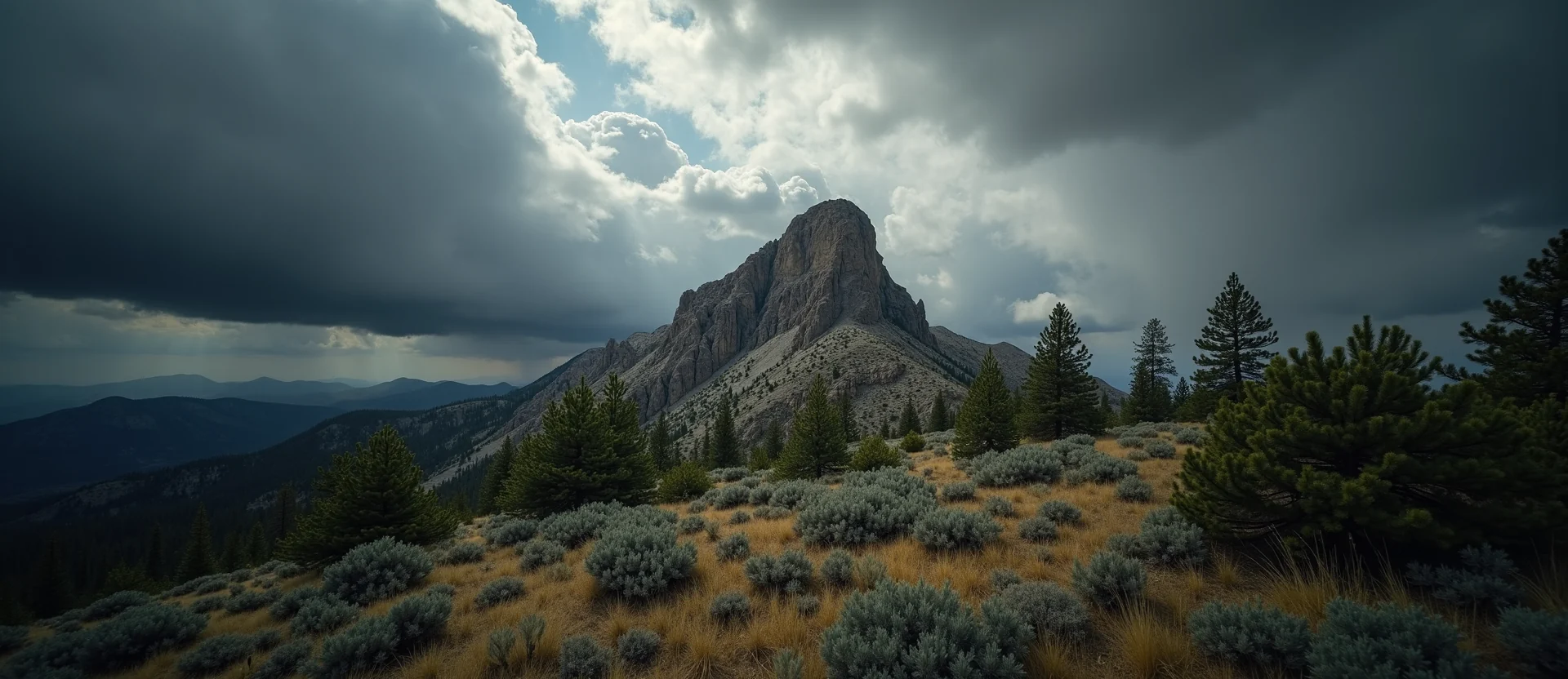 Symbolizing Stability/Peak: A local Sierra Juniper solid mountain ridge. - AI Generated