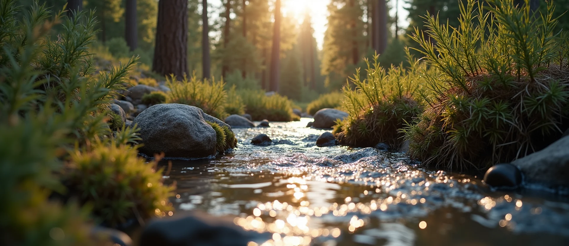 Symbolizing Flow/Cleansing: A local Indian Paintbrush babbling mountain creek. - AI Generated