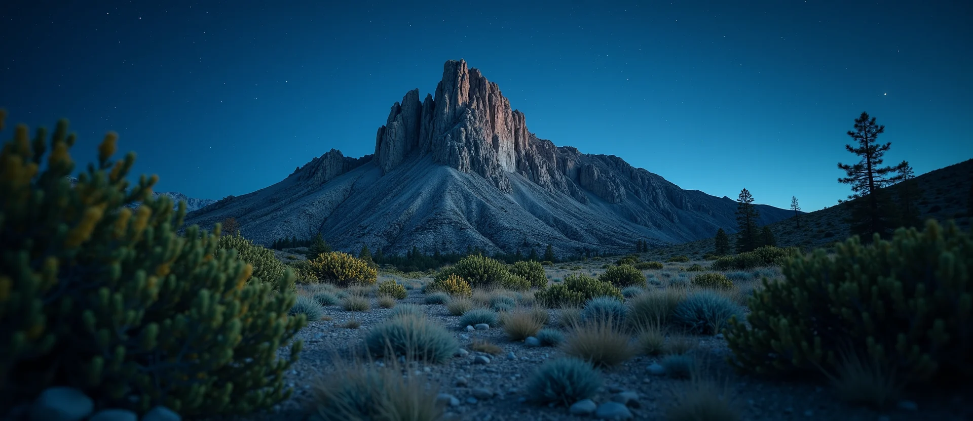 Symbolizing Stability/Peak: A local Indian Paintbrush jagged granite peak. - AI Generated