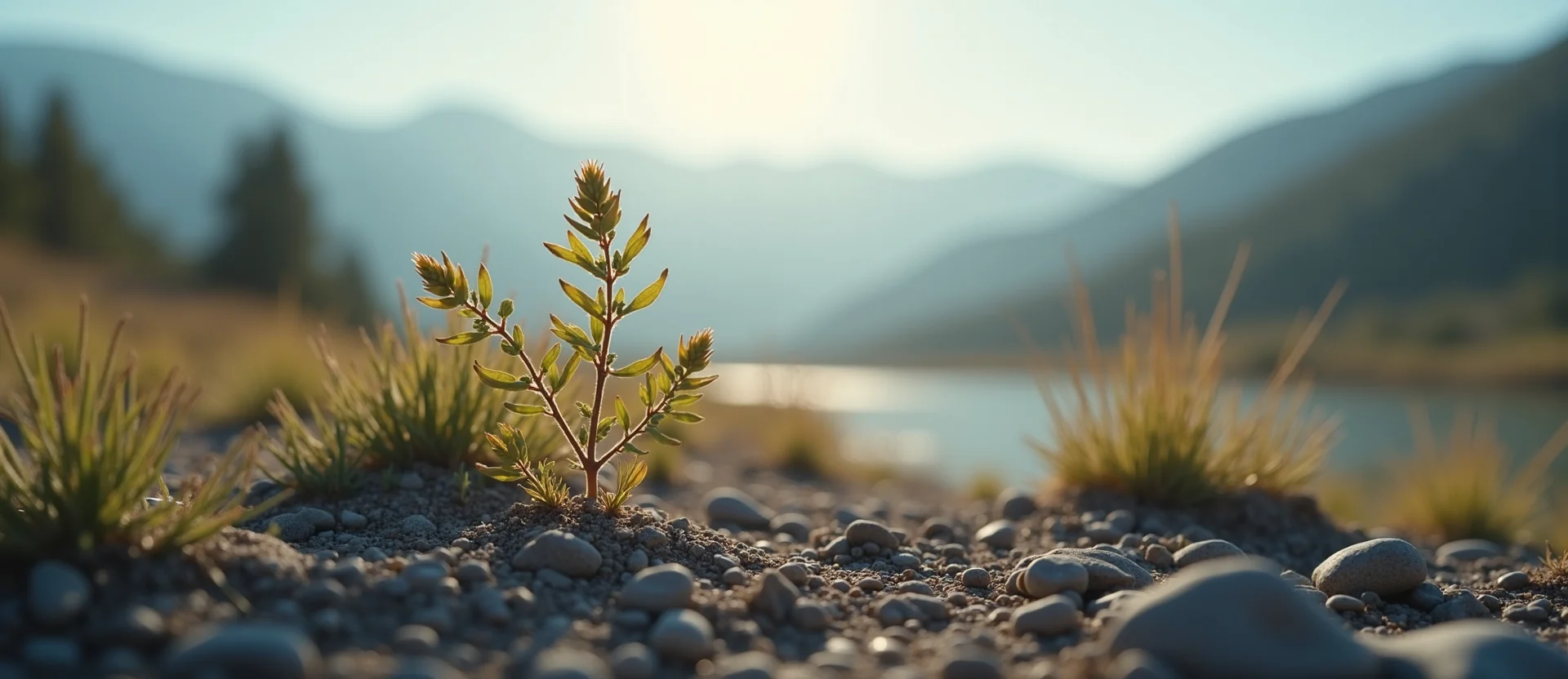 Symbolizing Seed/New Beginning: A local Indian Paintbrush sprouting sagebrush seedling. - AI Generated