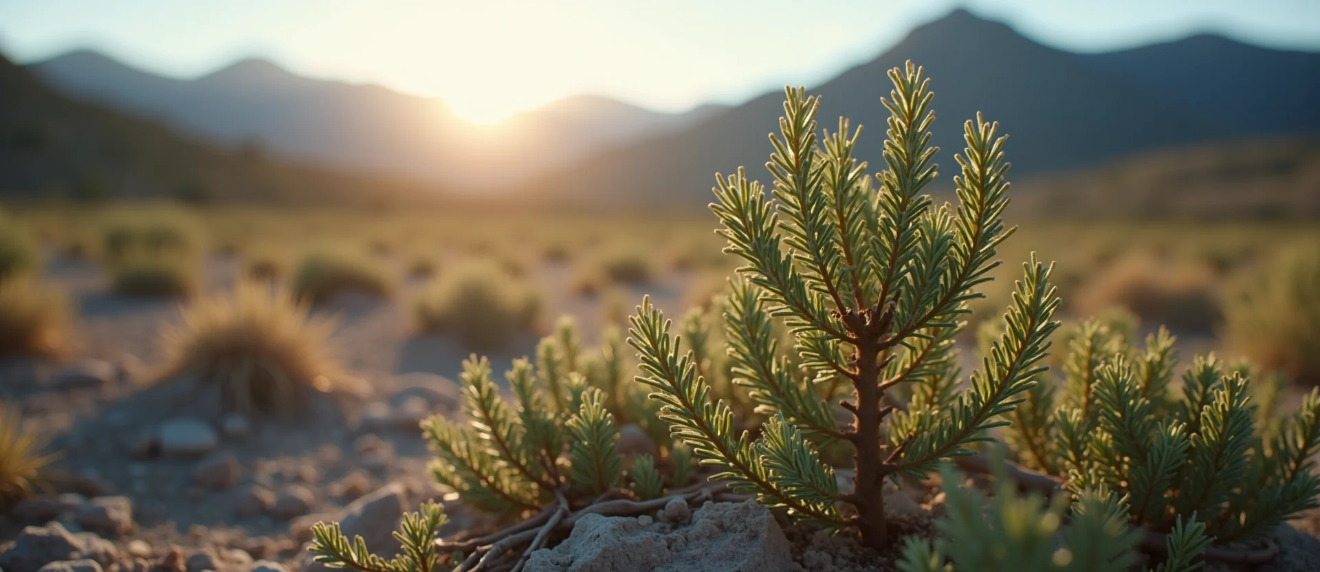 Symbolizing Growth/Resilience: A local Rabbitbrush new branch reaching for the sky. - AI Generated