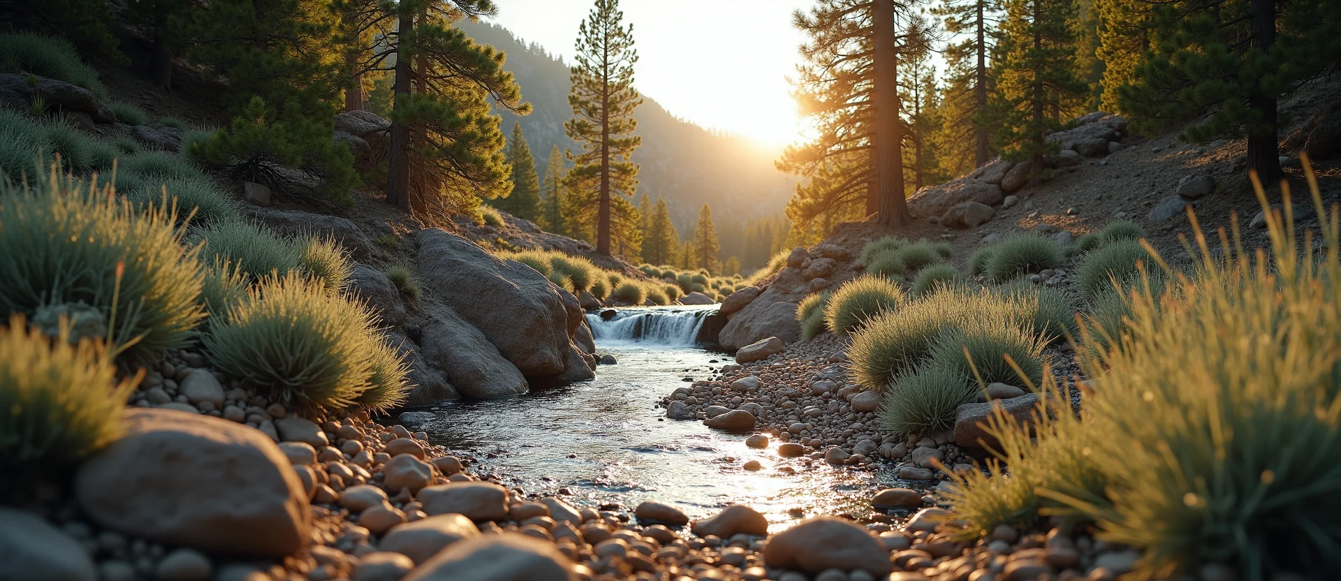 Symbolizing Flow/Cleansing: A local Sagebrush (Artemisia tridentata) hidden small waterfall. - AI Generated